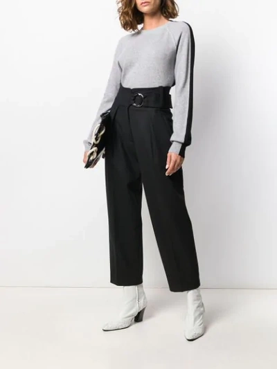 Shop Erika Cavallini High Waisted Straight Leg Trousers In Black