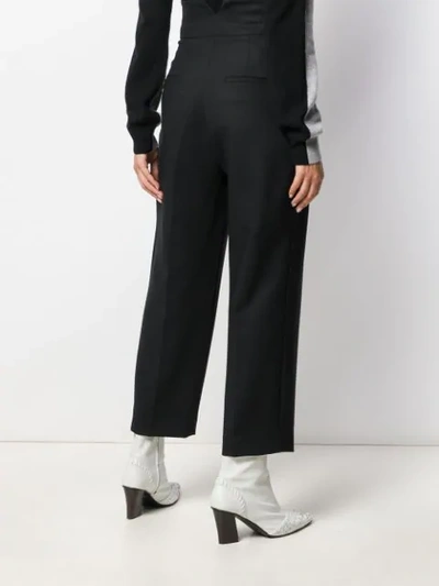 Shop Erika Cavallini High Waisted Straight Leg Trousers In Black