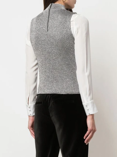 Shop Alice And Olivia Sparkle-effect Turtleneck Tank Top In Silver