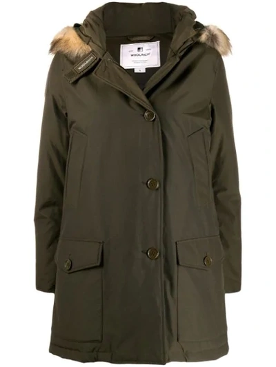 Shop Woolrich Short Single-breasted Coat In Green