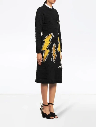 Shop Prada Thunder Midi Knitted Dress In Black