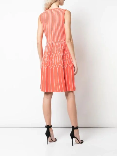 Shop Lela Rose Fit-and-flare Jersey-knit Dress In Orange