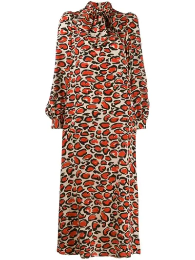 Shop Essentiel Antwerp Giraffe-print Silk Dress In Neutrals