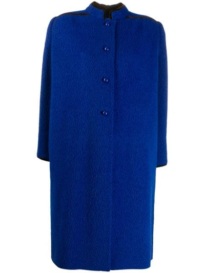 Pre-owned Valentino 1980s Single-breasted Tailored Coat In Blue