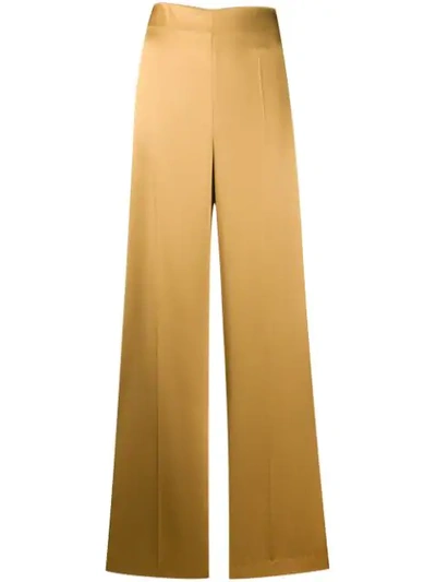 Shop Joseph Devyn Flared Silk Trousers In Gold