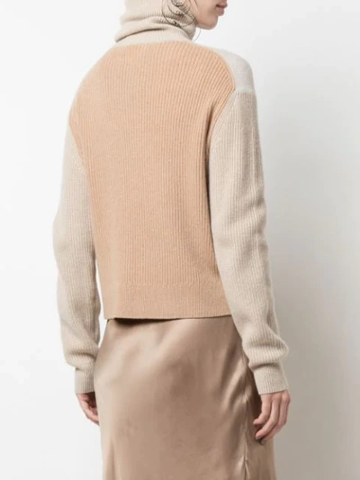 Shop Theory Colour Block Turtle Neck Jumper In Neutrals