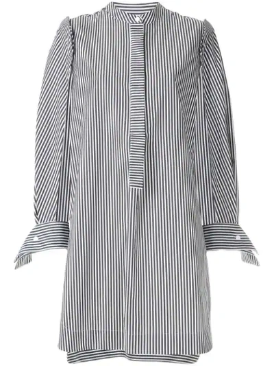 Shop Gloria Coelho Striped Shirt Dress In White