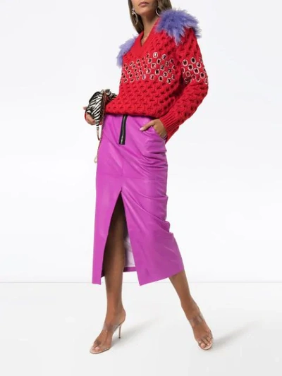 Shop Natasha Zinko Zip Detail Midi Skirt In Purple