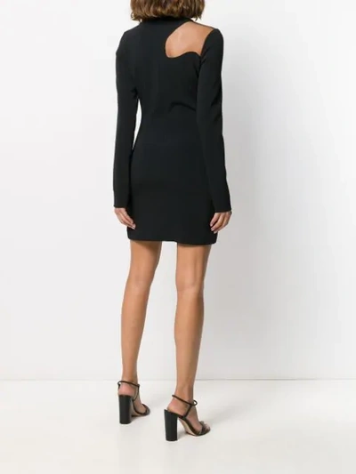 Shop David Koma Crochet Snake Short Dress In Black