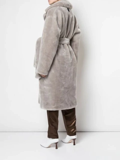 Shop Tibi Luxe Faux Fur Trench Coat In Grey