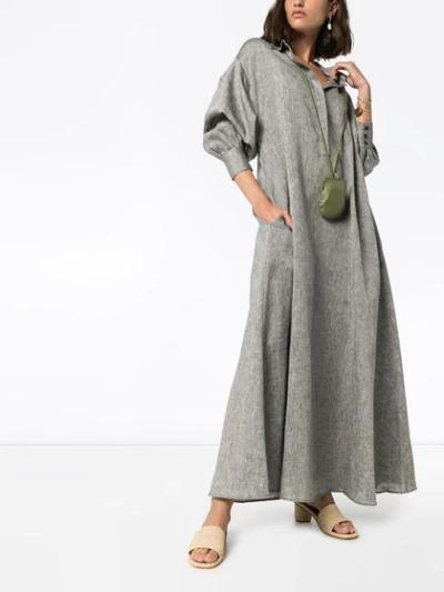 Shop Asceno Porto Linen Maxi Dress In Grey