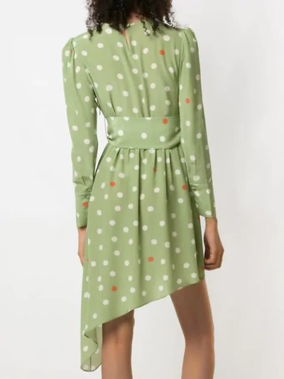 Shop Adriana Degreas Asymmetric Silk Dress In Green