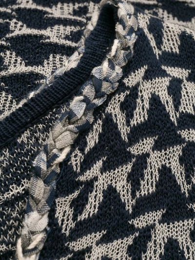 Shop Chanel Patterned V-neck Sweater In Blue