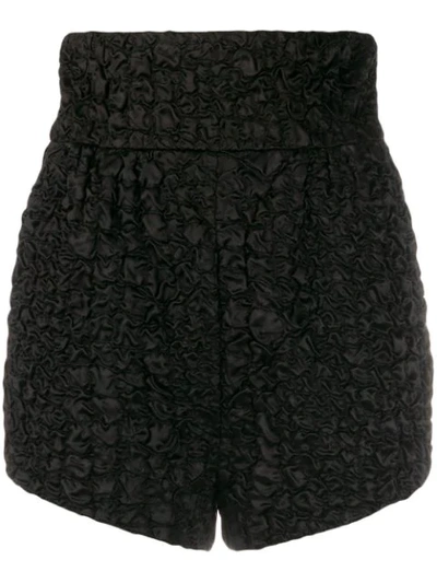 Shop Saint Laurent Textured Short High-waisted Shorts In Black