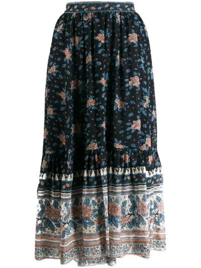 Shop Ulla Johnson Floral Print Gypsy Skirt In Black
