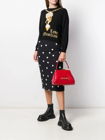 Shop Love Moschino Embroidered Gold In Black