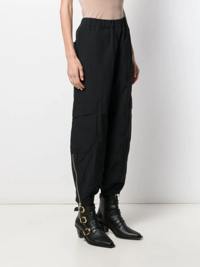 Shop Barena Venezia Elasticated Trim Wide-leg Trousers In Black