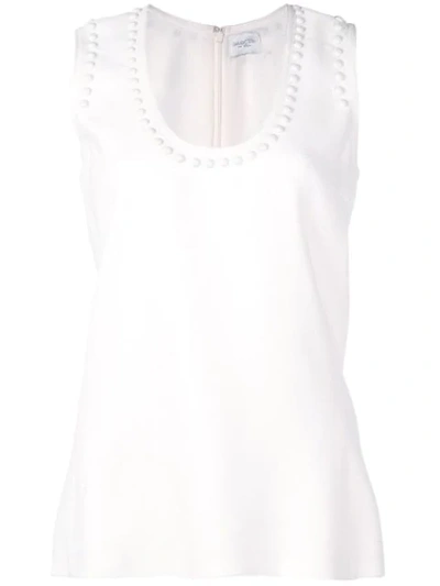 Shop Giambattista Valli Embellished Sleeveless Top In White