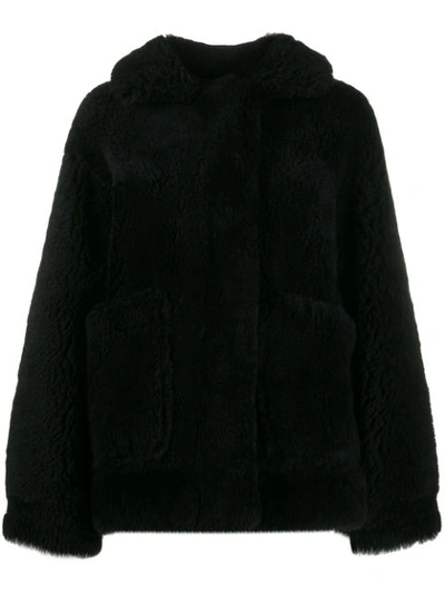 Shop Yves Salomon Meteo Shearling Jacket In Black