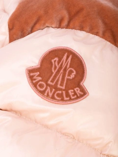 Shop Moncler Contrast Panel Puffer Jacket In Pink