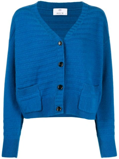 Shop Allude Ribbed Knitted Cardigan In Blue