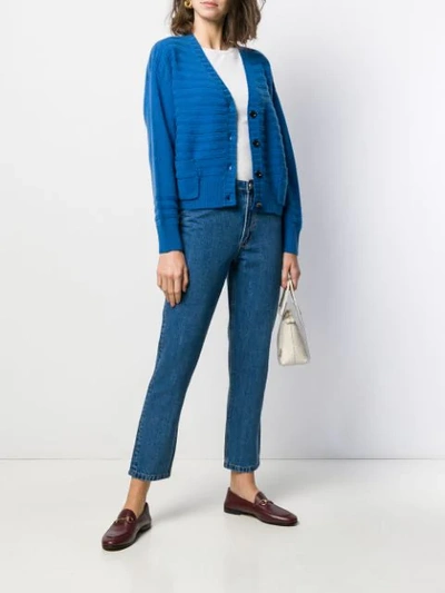 Shop Allude Ribbed Knitted Cardigan In Blue