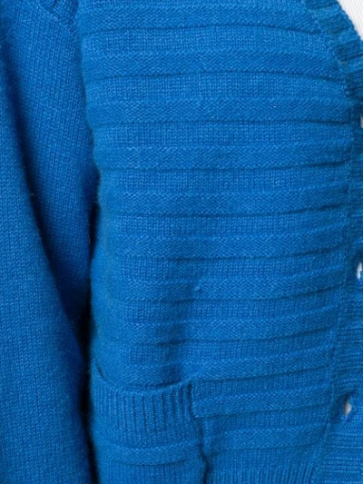 Shop Allude Ribbed Knitted Cardigan In Blue