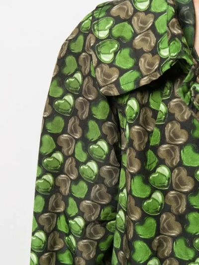 Shop Prada Heart Print Trench Coat In Green