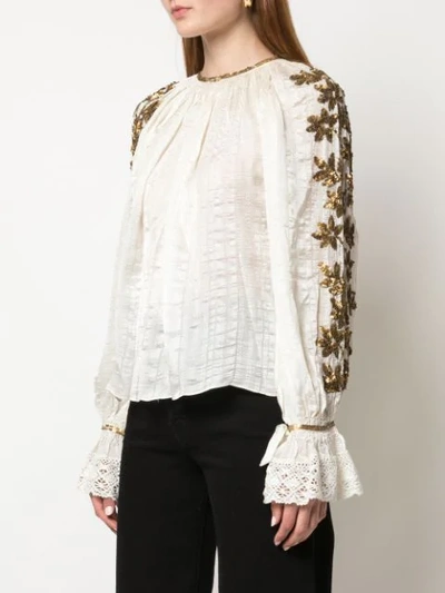 Shop Ulla Johnson Floral Embroidered Blouse In White