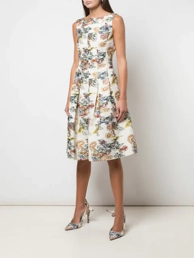 Shop Oscar De La Renta Floral Print Dress In White