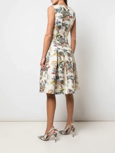 Shop Oscar De La Renta Floral Print Dress In White