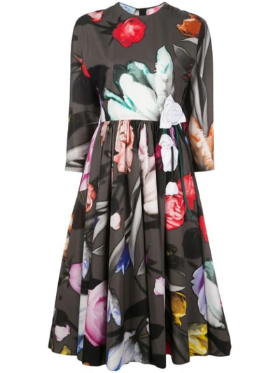 Shop Prada Floral Print Midi Dress In F0d65