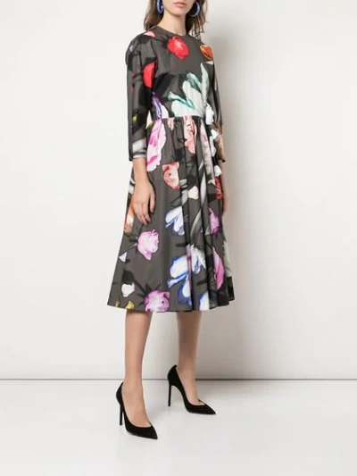 Shop Prada Floral Print Midi Dress In F0d65