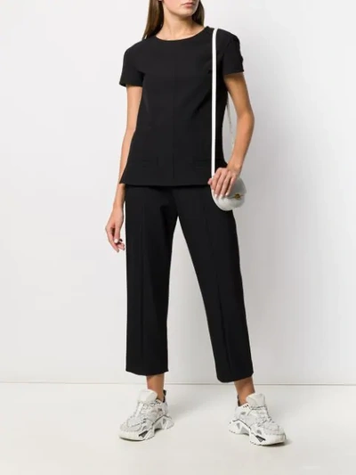 Shop Courrèges Straight Cropped Trousers In Black