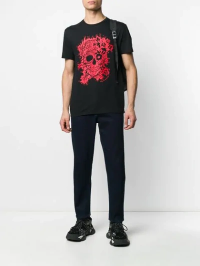 Shop Alexander Mcqueen Floral Skull Print T-shirt In 0901  Black Mix