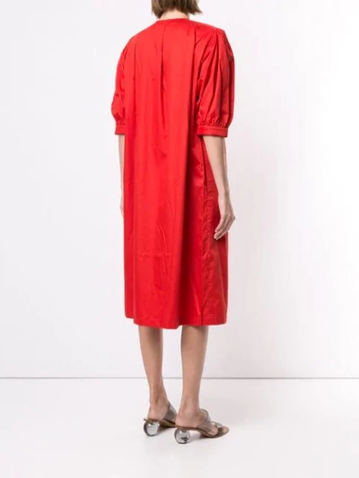 Pre-owned Dior  Puffy Three-quarter Sleeves Buttoned Dress In Red