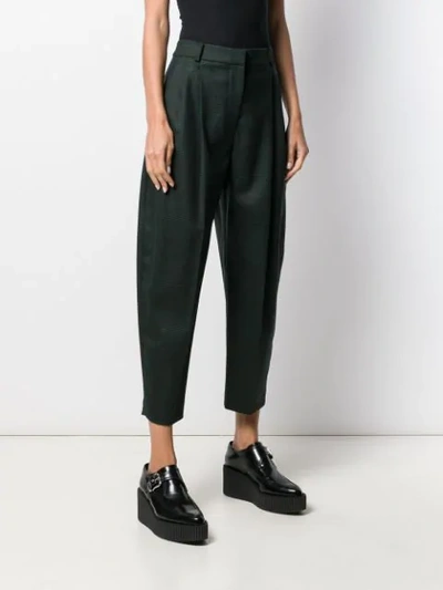 Shop Stella Mccartney Tapered Check Cropped Trousers In Green