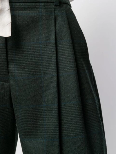 Shop Stella Mccartney Tapered Check Cropped Trousers In Green