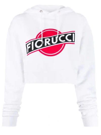 Shop Fiorucci Martini Cropped Hoodie In White