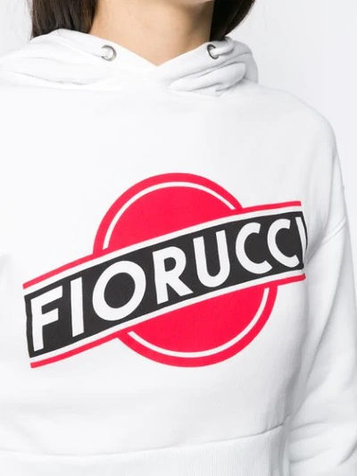 Shop Fiorucci Martini Cropped Hoodie In White