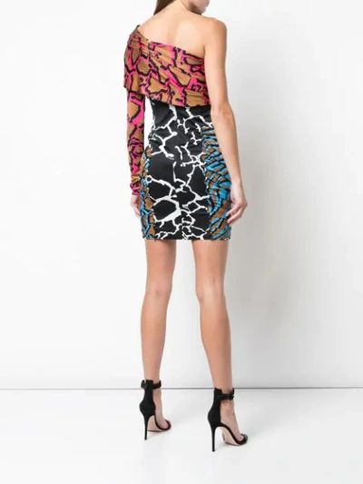 Shop Versace Mixed Printed Dress In Multicolour