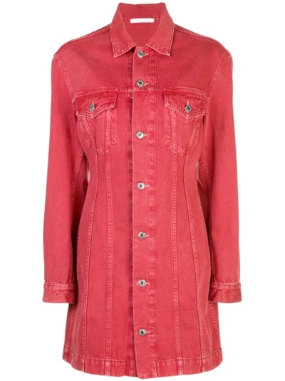 Shop Helmut Lang Button-up Shirt Dress In Red