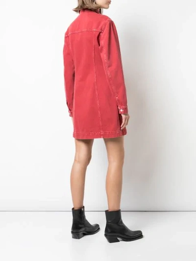 Shop Helmut Lang Button-up Shirt Dress In Red