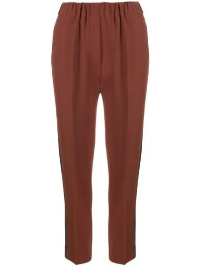 Shop Antonelli Metallic Side-band Trousers In Brown