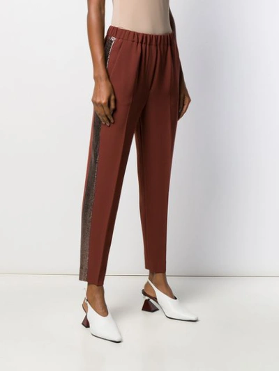 Shop Antonelli Metallic Side-band Trousers In Brown