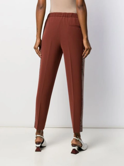 Shop Antonelli Metallic Side-band Trousers In Brown
