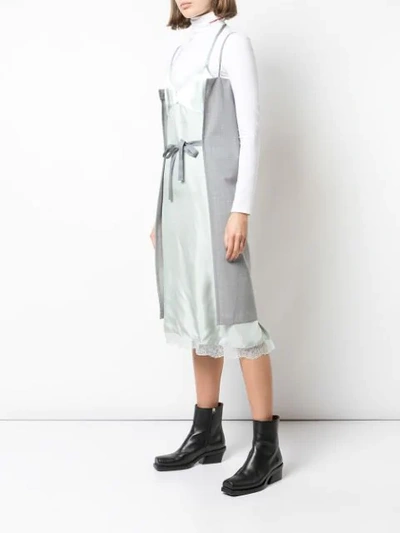 Shop Mm6 Maison Margiela Bi-material Strappy Dress In Grey