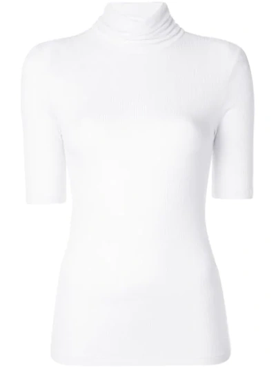 Shop Majestic Turtle Neck Sweatshirt In White