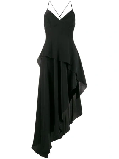 Shop Amiri Crepe De Chine Long Dress In Black