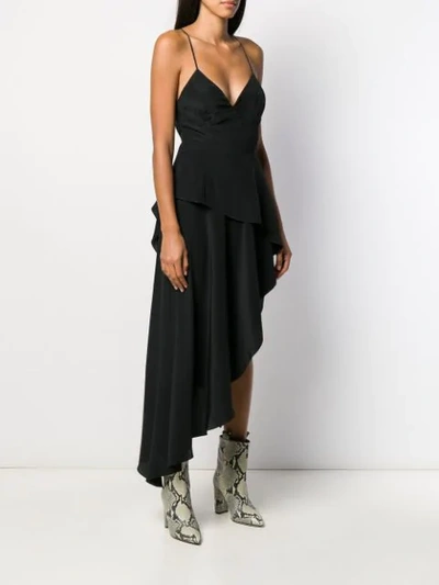 Shop Amiri Crepe De Chine Long Dress In Black